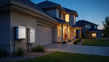 Modern home with both a battery backup and a generator visible