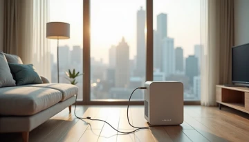 Apartment living room with a portable power station
