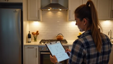 Homeowner in kitchen with essential appliances for outage planning